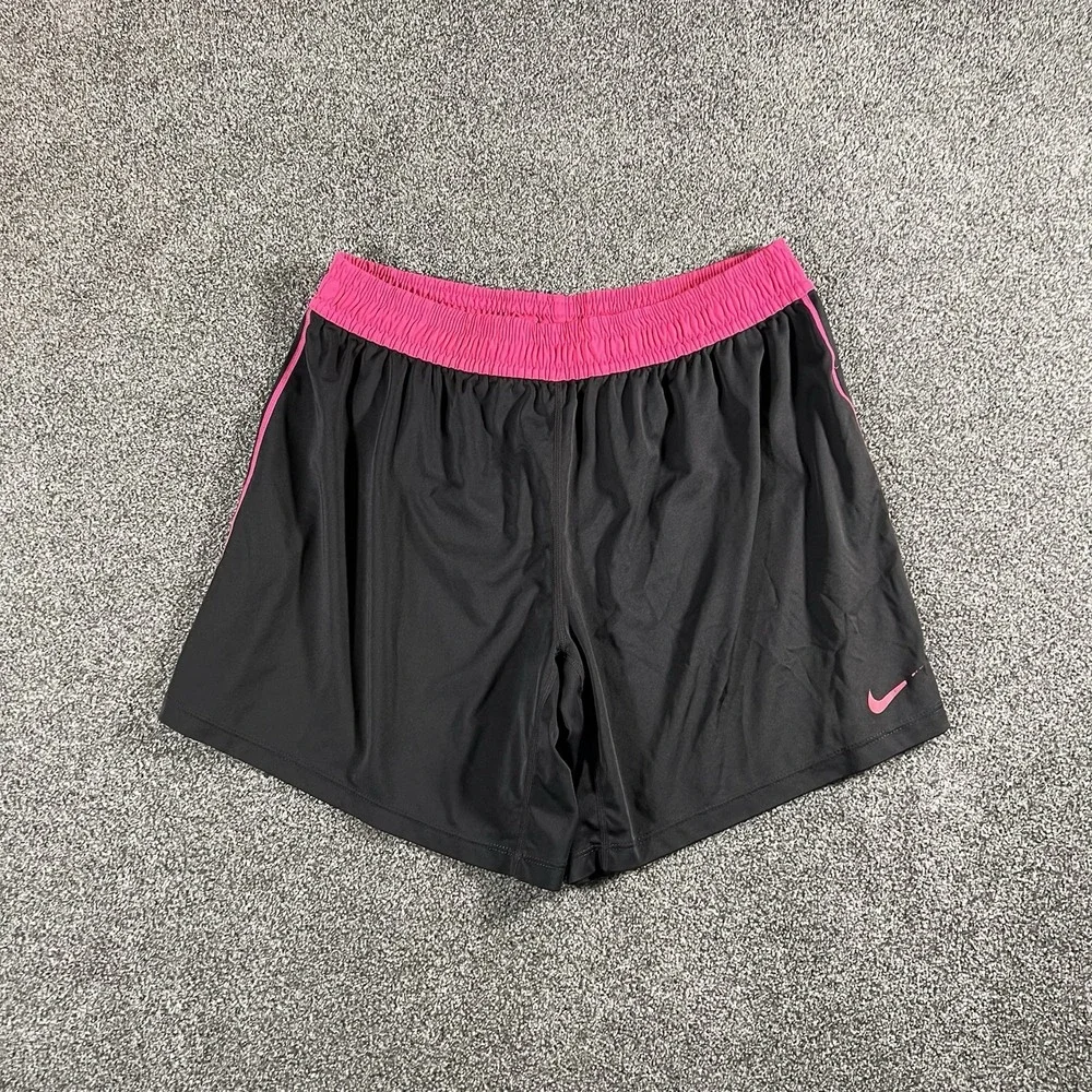 Nike Dri-FIT Running Athletic Shorts Black Pink Women's Large Activewear